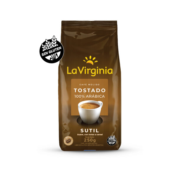 La Virginia Café Tostado molido Sutil 100% arábica x 250 Grs.