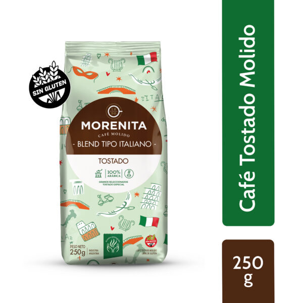 Morenita Café Tostado molido Blend tipo Italiano 100% arábica X 250 Grs. - Imagen 3